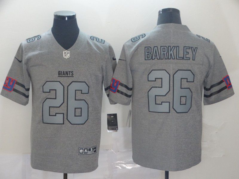 Men New York Giants 26 Barkley Grey Retro Nike NFL Jerseys